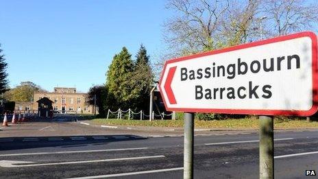 Sign to Bassingbourn Barracks
