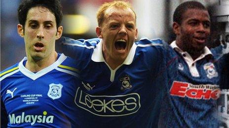 Cardiff City's blue kits throughout the years