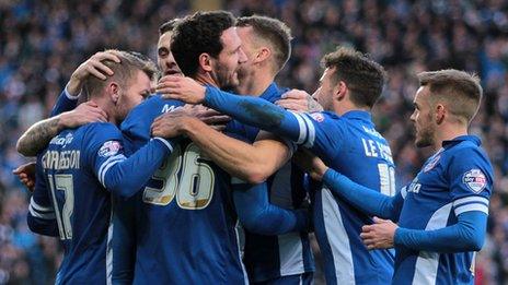 Cardiff City players return to their blue kit