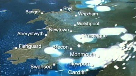 A weather map of Wales