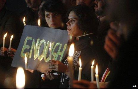 Pakistani candle light vigil for the victims of a school attacked by the Taliban in Peshawar, December 2014