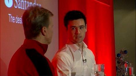 Jamie Baker (right) at a Santander conference