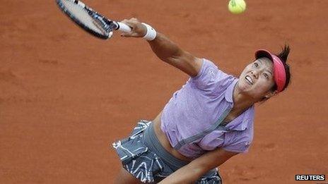 Li Na in action at the French Open