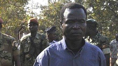 Lord's Resistance Army rebel chief Dominic Ongwen at an undisclosed location in the Central African Republic (17 January 2015)