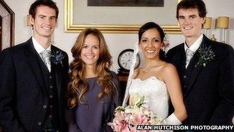 Jamie Murray marries Alejandra Gutierrez at his wedding at Cromlix House Hotel, Dunblane in 2010