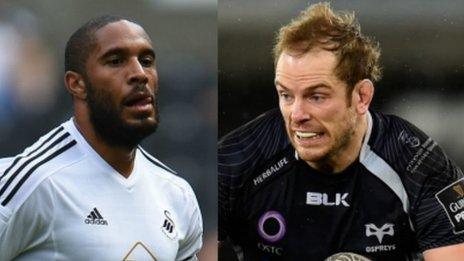 Swansea captain Ashley Williams and his Ospreys counterpart Alun Wyn Jones