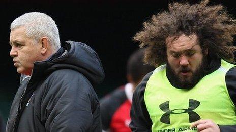 Warren Gatland and Adam Jones in 2012