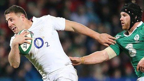 Sam Burgess of England Saxons gets away from Ireland's Sean O"Brien