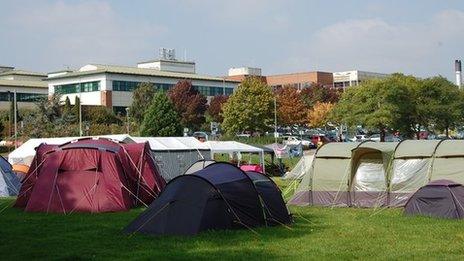 Protest camp outside County Hospital