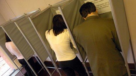 Voters in the polling booth