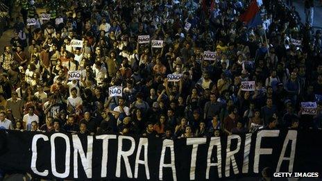 Crowd protesting