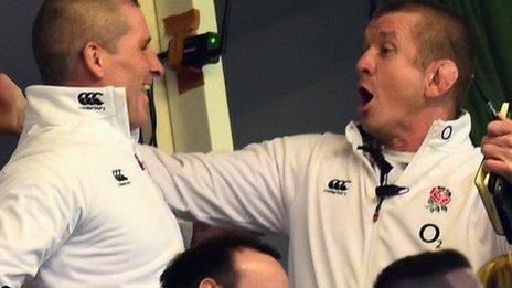 England head coach Stuart Lancaster (l)