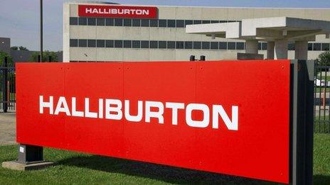 Halliburton sign in front of building