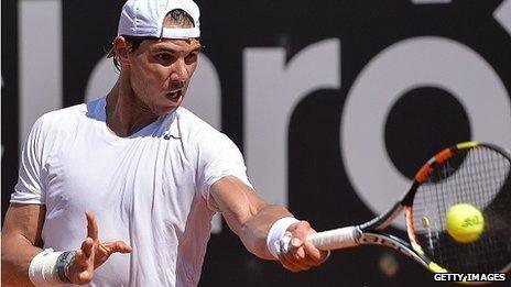 Rafael Nadal practises at the Rio Open