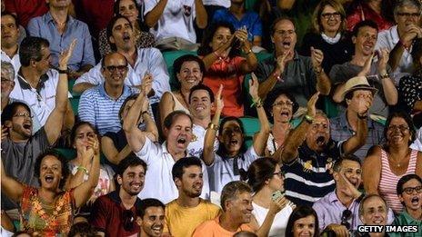 Tennis fans at the Rio Open