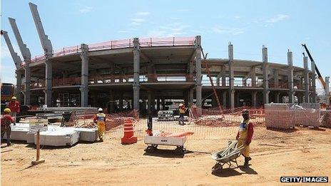 Construction work on the Olympic tennis centre