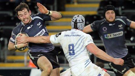 Ospreys' Tom Grabham in action