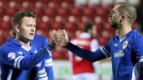 Aron Gunnarsson and Matt Connolly celebrate