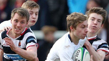 Action from the Schools' Cup semi-final between Methodist College and Wallace High