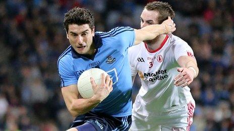 Dublin's Bernard Brogan and Ronan McNamee of Tyrone