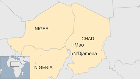 Map of Chad, Niger and Nigeria