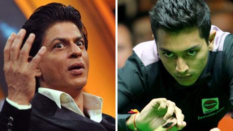 Bollywood star Shah Rukh Khan (left) and India's number one player Aditya Mehta