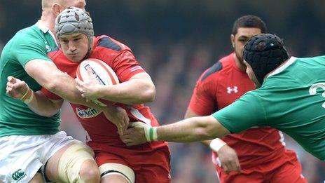 Jonathan Davies on the attack for Wales against Ireland