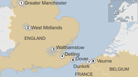 Map showing where the people smugglers travelled