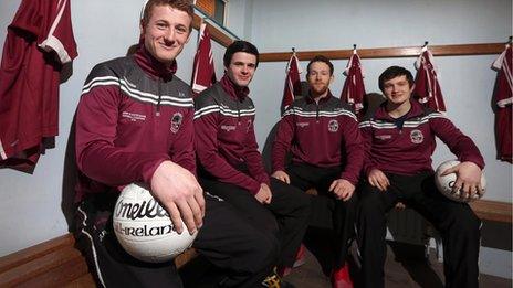 Slaughtneil players Brendan Rodgers, Karl McKaigue, Anton McMullan and Cormac O'Doherty