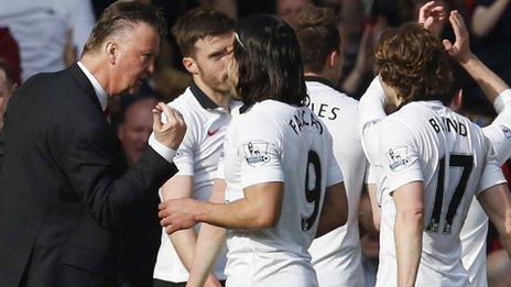 Manchester United players celebrate