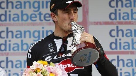 John Degenkolb with Milan-San Remo trophy