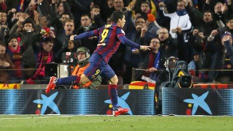 Luis Suarez celebrates