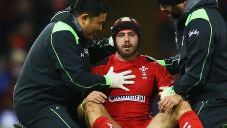 Leigh Halfpenny receives treatment