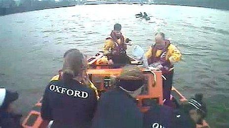 Oxford crew being rescued by RNLI