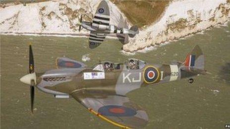 Prince Harry flies in a Spitfire