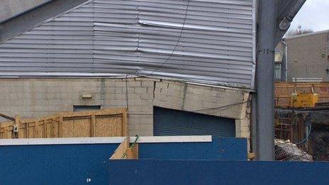 Cracks are visible in the West Stand of Windsor Park