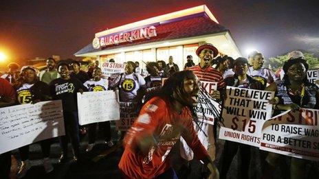 Fight for 15 workers outside Burger King