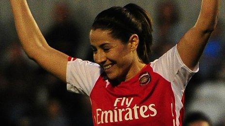 Carla Humphrey celebrates scoring for Arsenal Ladies