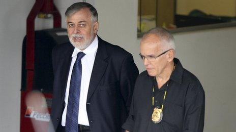 Former supply director of Petrobras Paulo Roberto Costa (left)