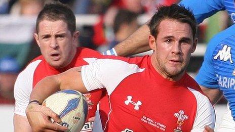 Lee Byrne in action for Wales in 2011
