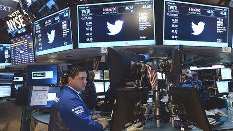 Twitter stock trading on NYSE