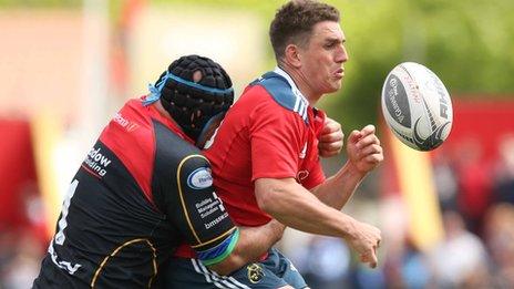 Munster fly-half Ian Keatley in action against the Dragons