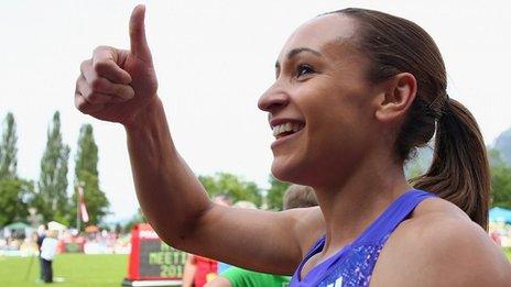 Jessica Ennis-Hill gives the thumbs-up after winning the 800m in Gotzis