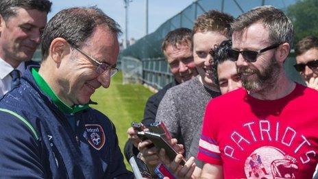 Republic of Ireland manager Martin O'Neill speaks to journalists after training on Wednesday