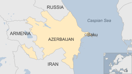 Map showing Azerbaijan and its capital, Baku - 10 June 2015