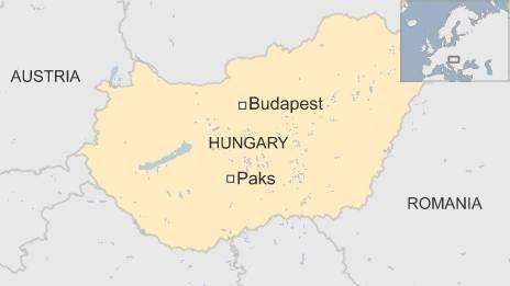 Map of Paks in Hungary