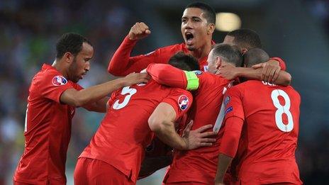 England players celebrate