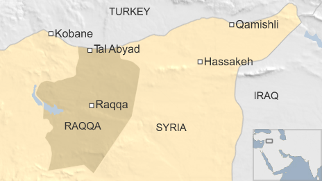 Map of Syria showing location of Tal Abyad