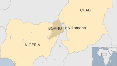 Map of Chad and Nigeria