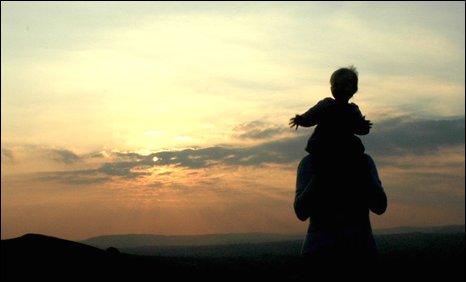 A lovely shot of Dafydd Jones' daughter on his wife's shoulders after a walk up Caerphilly mountain.